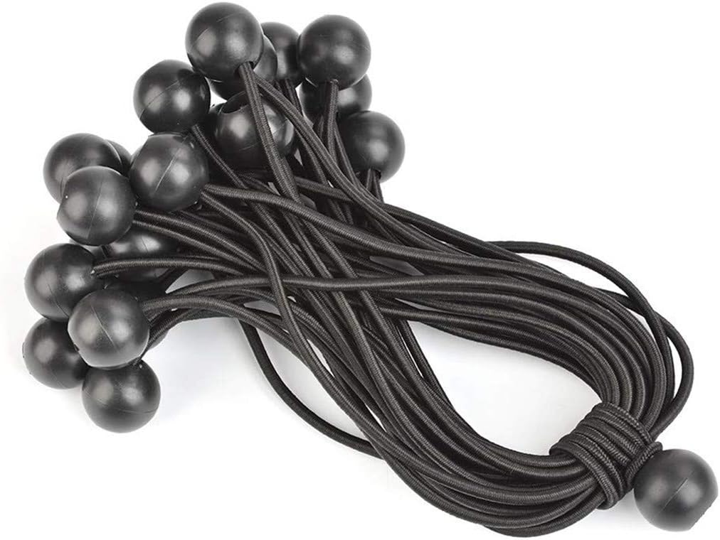 Elastisches Bungee-seil Für Planen, 20 Stück Bungee-kugelgurte Für Zelte, Bungee-seil Zur Befestigung Von Bannern, Festzelten, Pavillons Und Zelten – Schwarz