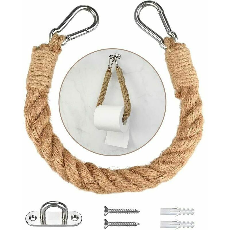 Stilvoller Handtuchhalter Aus Hanfseil, Toilettenpapierhalter Aus Seil, Vintage-toilettenpapierhalter Mit Schrauben, Retro-accessoire, Badezimmer- Und Küchendekoration