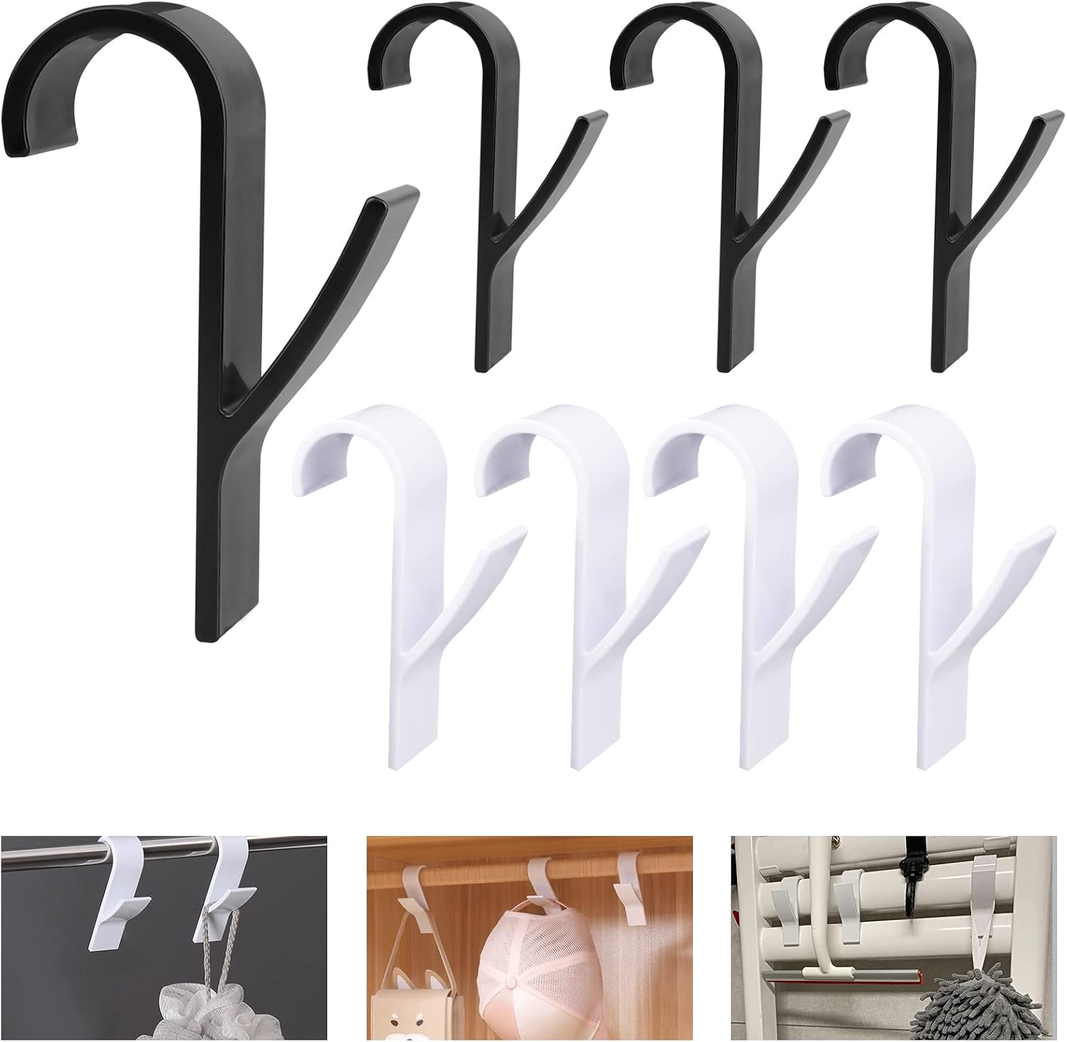 Set Mit 8 Kunststoff-heizkörperhaken Für Badetücher, Handtuchhalter, Mehrzweck-rohrhaken Für Badezimmer (weiß Und Schwarz)