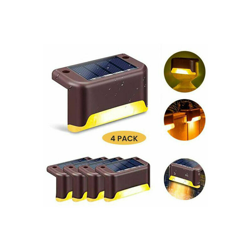 Solar-zaunleuchten, Led-solar-gartenleuchten, Außentreppen-, Zaun- Und Terrassenbeleuchtung, Wasserdicht – 4er-pack