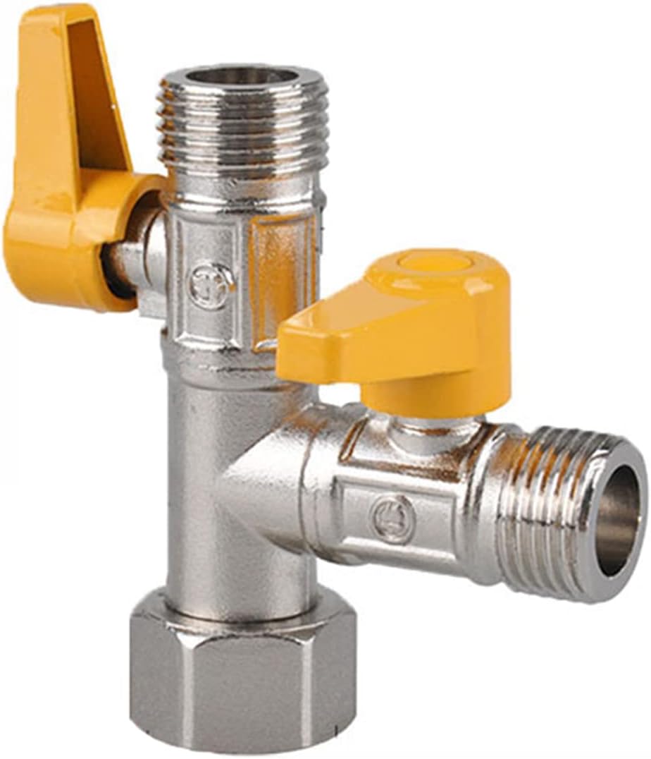 3-wege-absperrventil Aus Messing, 3-wege-duschventil Aus Messing, 3-wege-ventil Mit T-stück Und 3 Gummidichtungen, Absperrventil Für Küche Oder Bad, 82 X 20 Mm / 3,22 X 0,78 Zoll