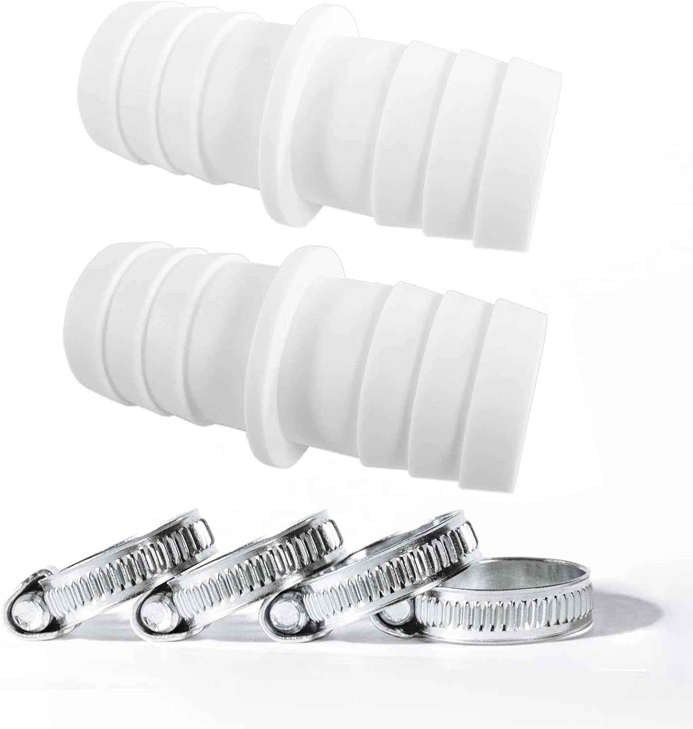 Miuezuth 2er-pack Poolschlauchverschraubungen (32 Mm Durchmesser) + 4 Norma 1 1/4" Universal-schlauchschellen Aus Edelstahl