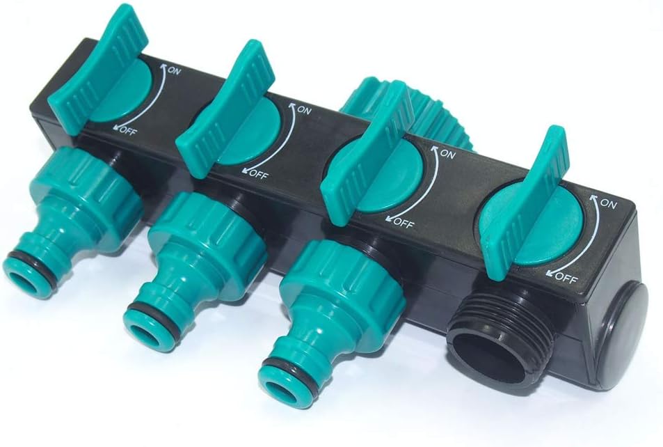 4-wege-schlauchverteiler, Wasserverteiler Mit Absperrventil, Einstellbarer Und Arretierbarer Wasserdurchflussadapter, Schlauchverteiler Für Die Gartenbewässerung