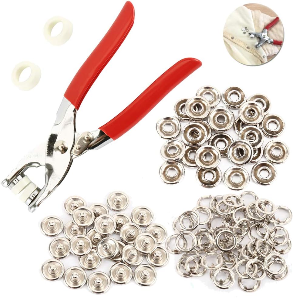 Set Mit 100 Druckknöpfen, Massive Und Hohle Druckknöpfe Mit Druckknopfzange, Nähknöpfe, Druckknöpfe Aus Metall, Diy-werkzeuge Für Kleidung Und Bastelarbeiten