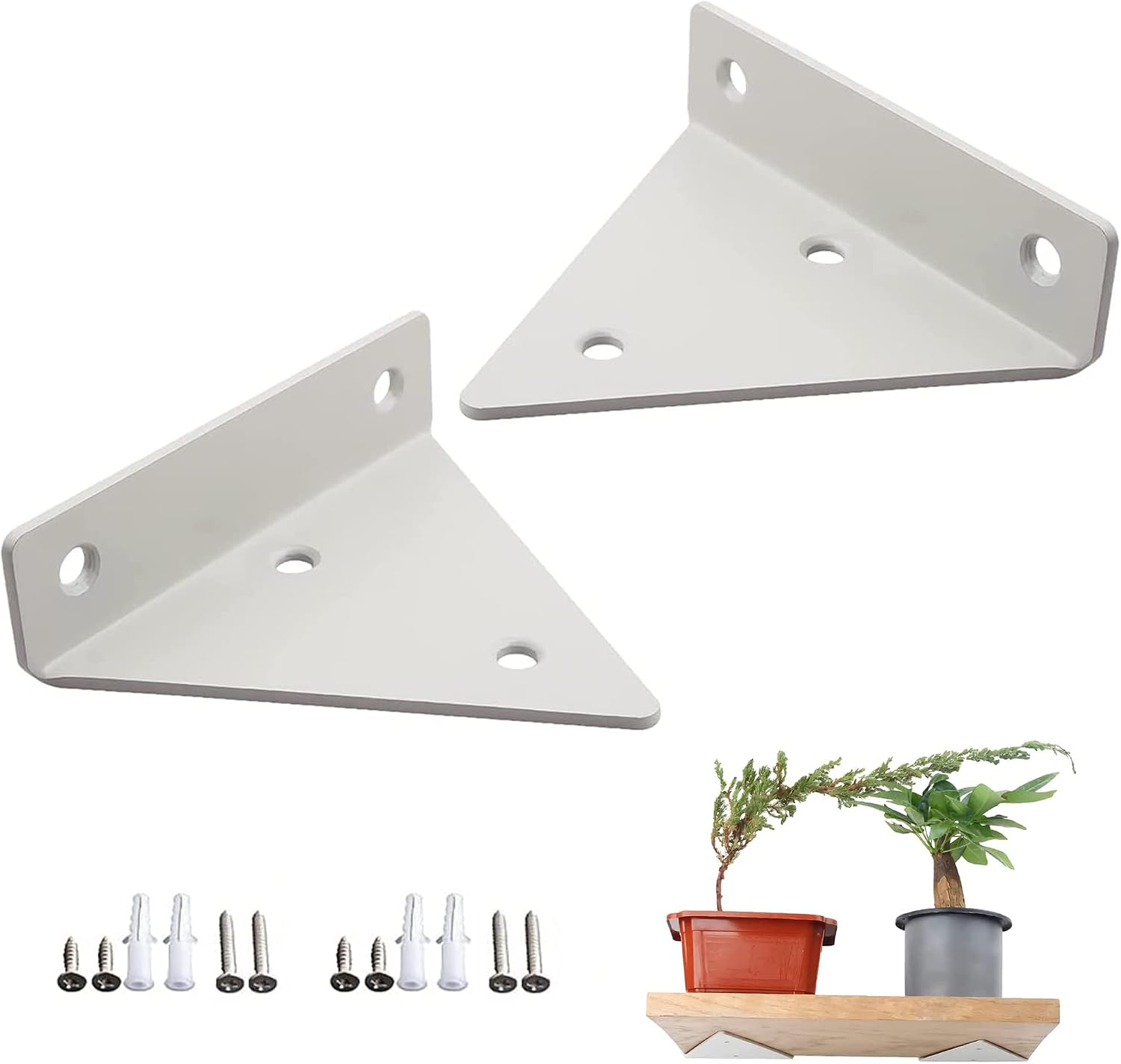 2 Stück Dreieckige Regalträger, Winkelhalterungen Für Wandregale, Wandregalträger, Unsichtbare Befestigungen, Schwebendes Metalldreieck Mit Befestigungsschrauben Und Wasserwaage