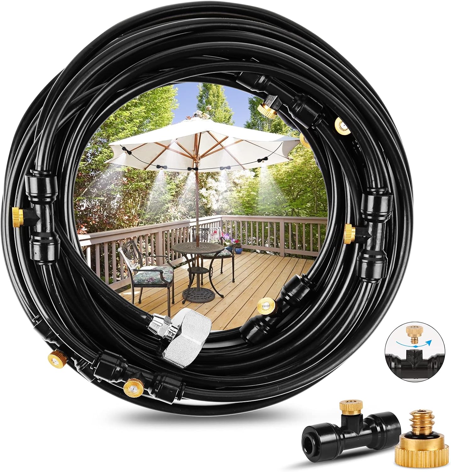 15-meter-sprühsystem, Terrassen-sprühsystem, Kühl-sprühsystem, Sprühschlauch-set Für Garten, Sonnenschirm, Trampolin, Gewächshaus, Schwimmbad