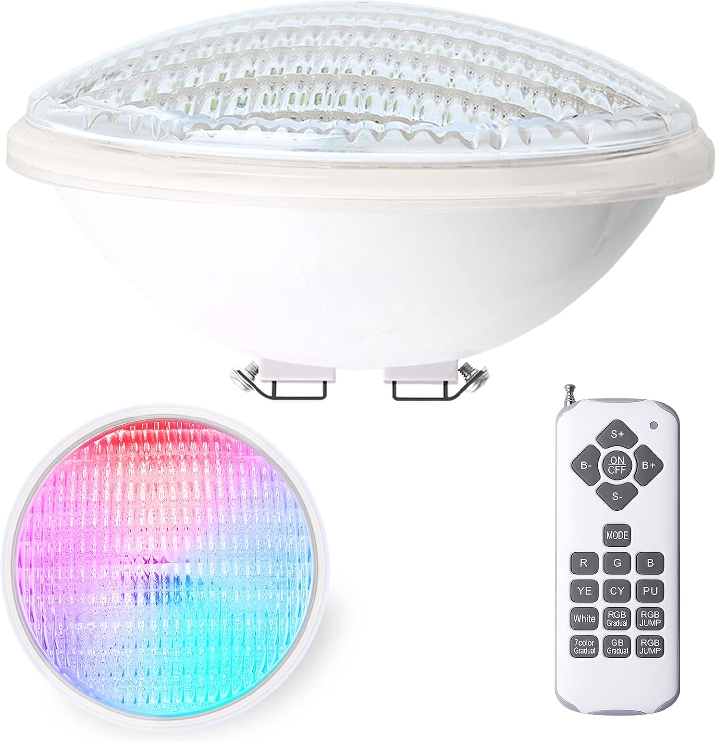 40w Par56 Led-poolleuchte, Wasserdicht Ip68, Rgb-unterwasser-poolleuchte, 12v Dc/ac Farb-led-spot Mit Fernbedienung, 7 Einstellbare Farben, 12 Beleuchtungsmodi [energieklasse E]