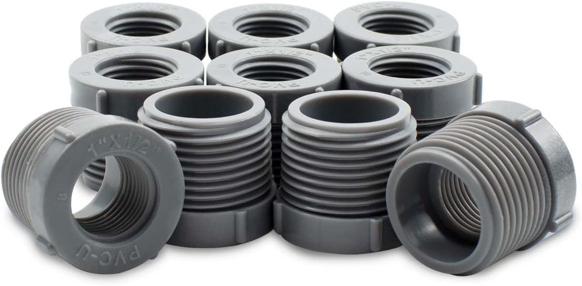 Bwintech 10er-pack Pvc-sechskantverbinder Mit 1/2"-außengewinde Auf 1"-innengewinde, Schwarz, Geeignet Für Landwirtschaftliche Bewässerung Und Wasserrohrverbindungen