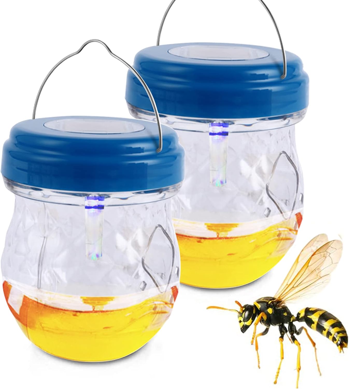 Solarbetriebene Wespenfalle Für Den Außenbereich, Fliegenfalle, Insektenfalle Aus Kunststoff, Wespenvernichter Für Den Außenbereich, Fruchtfliegenfalle, Zum Aufhängen Auf Balkon Und Garten (2 Stück, B