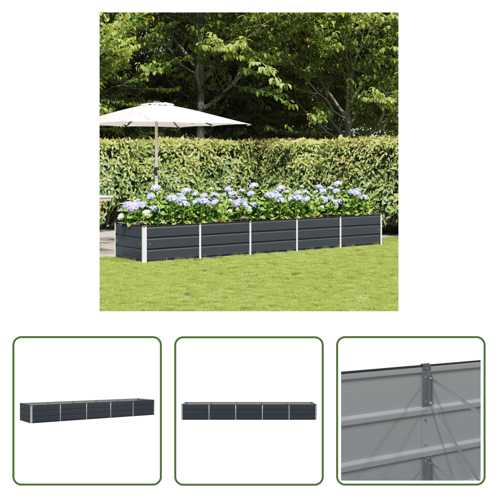 Garten - Pflanzkübel Anthrazit 400 X 80 X 45 Cm Stahl