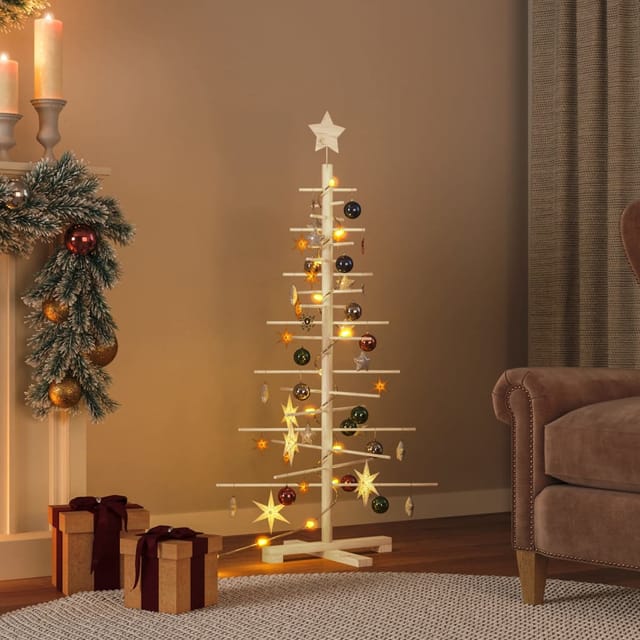 Vidaxl Weihnachtsbaum Holz Zum Schmücken 125 Cm Massivholz Kiefer