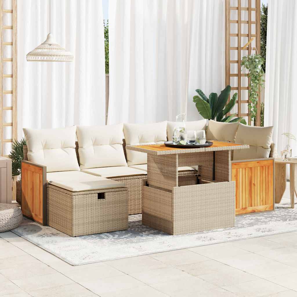 Terrassensofa - 8-tlg. Garten-sofagarnitur Mit Kissen Beige Poly Rattan