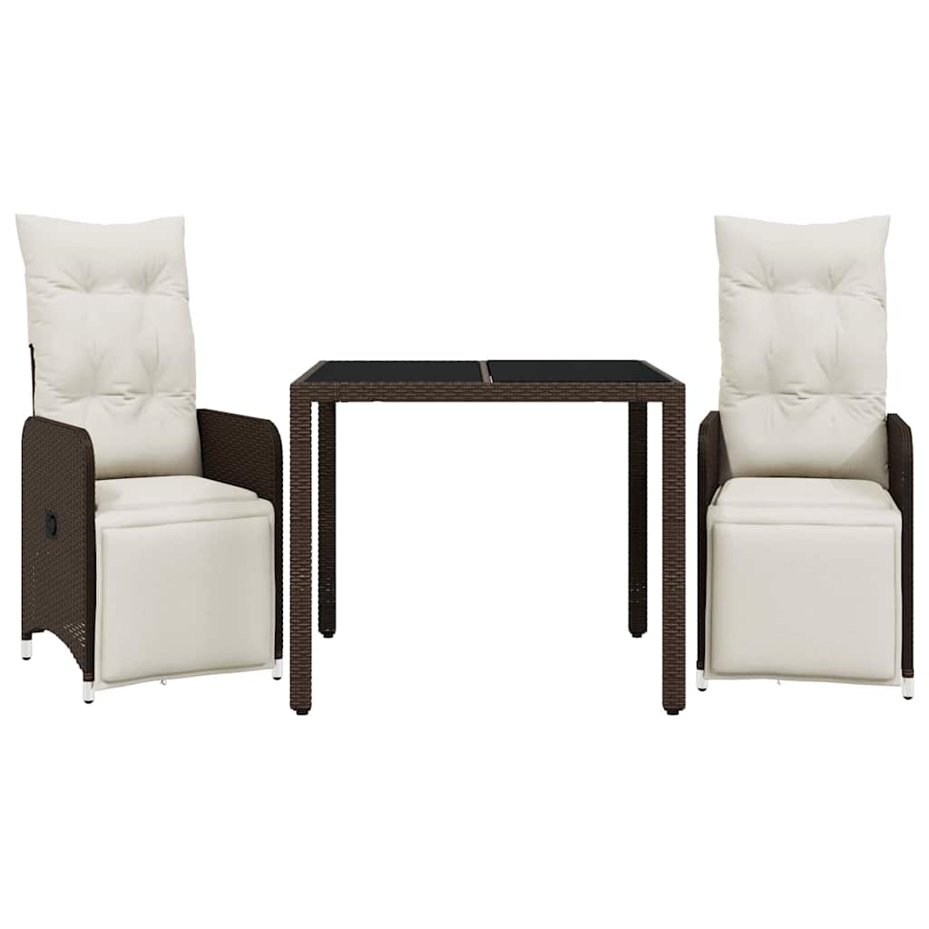 Maison Exclusive - 3-tlg. Garten-bistro-set Mit Kissen Braun Poly