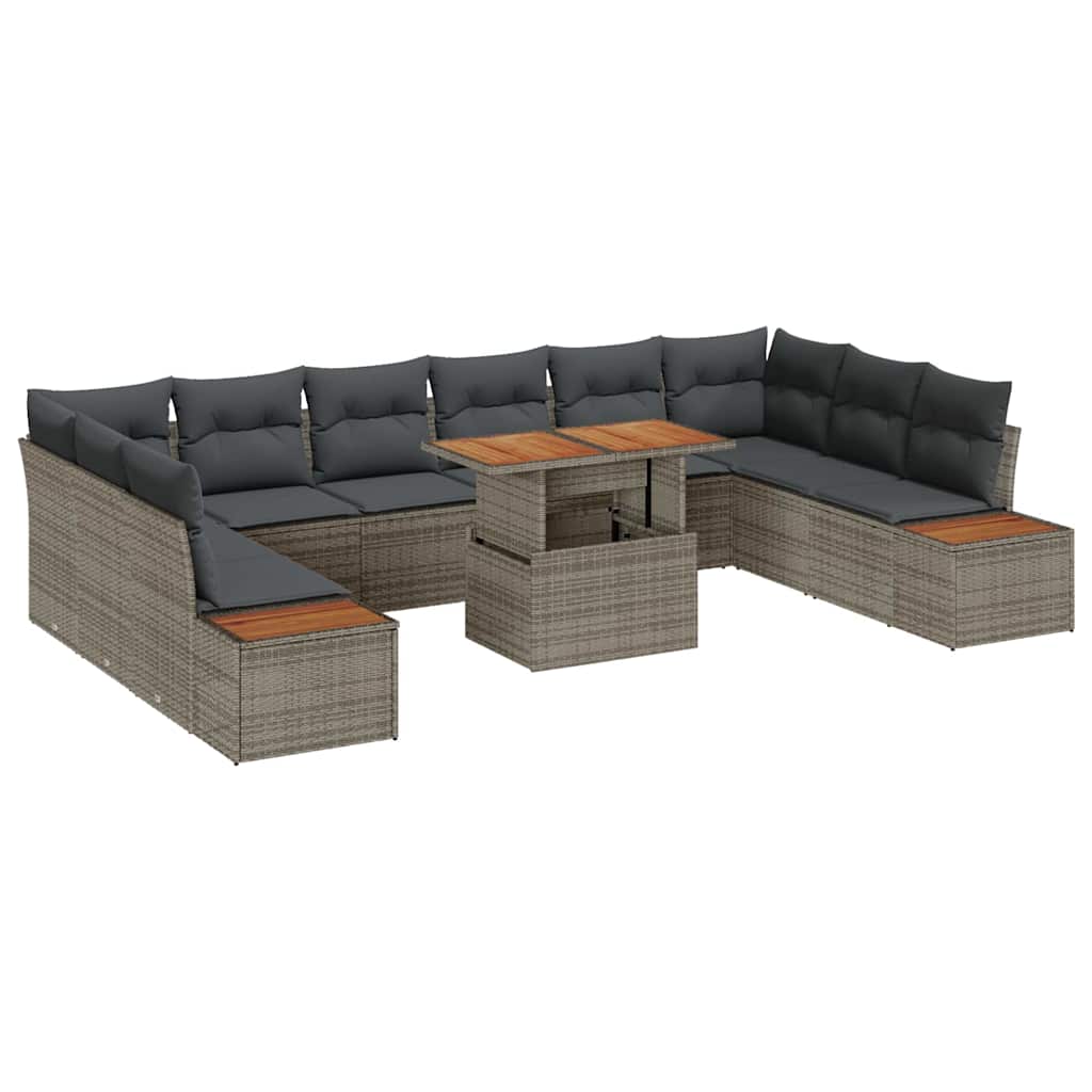 Maison Exclusive - Garten-sofa-set 11 Stk. Grau Poly Rattan