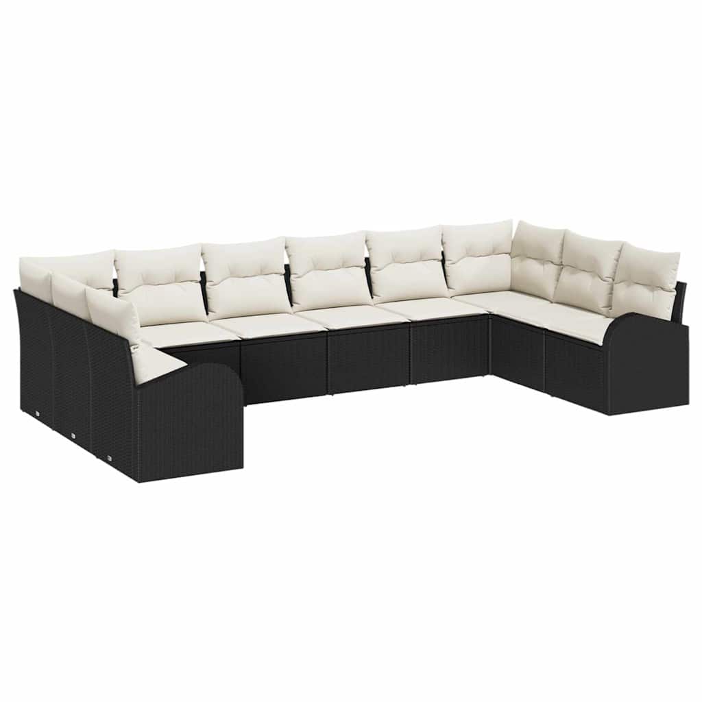 Vidaxl Polyrattan - Sofa Set Mit Kissen 10 Pcs Schwarz Polyrattan