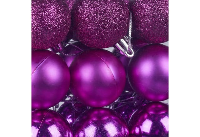 Relaxdays - Weihnachtskugeln Im 50er Set, Kunststoff, D: 6 Cm, Runde Weihnachtsbaumdeko, Baumschmuck Bruchsicher, Pink