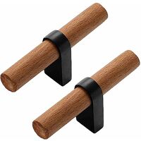 2-teiliges Möbelgriff-set, Schubladengriffe Aus Holz, T-förmiger Küchengriff Aus Massivholz Und Zinklegierung, Schrankbeschläge, Türknöpfe, Möbelgriff