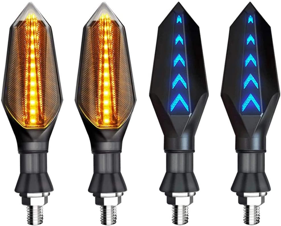 Greluma 4 Stück 12v Universal Motorrad-blinker, Gelb Blinkend, Zweifarbig, 17 Leds, Blau-gelb