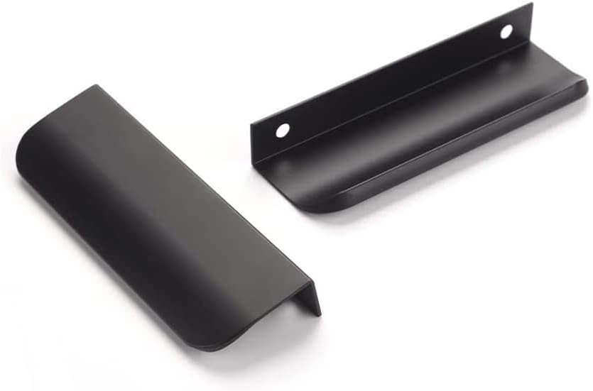 Set Mit 6 Unsichtbaren Schwarzen Griffen, Schwarze Küchenschrankgriffe – Küchengriffe, Schwarze Türgriffe, Matte Schwarze Möbelgriffe, 96 Mm Lochabstand, Schwarz