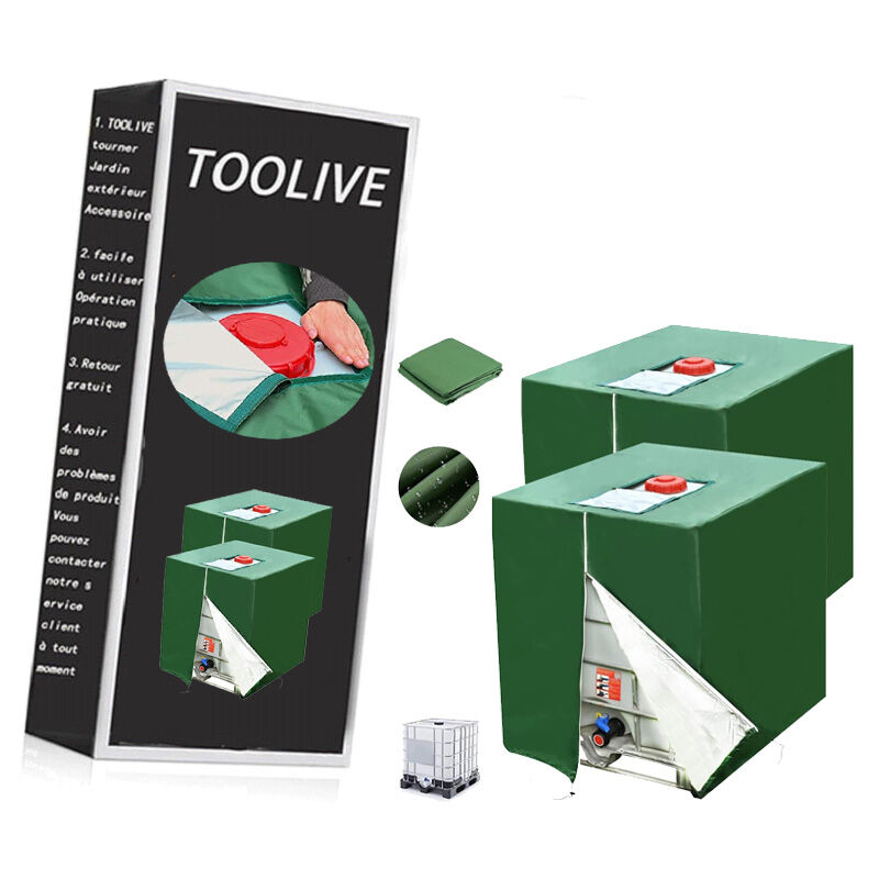 1000-liter-ibc-tankabdeckung, 2-teilig, 420d-wassertankdeckel, Uv- Und Staubbeständig, Ibc-containerabdeckung, Schutzhülle Für Ibc-tanks Mit Reißverschluss (116 X 100 X 120 Cm), Aamunpa