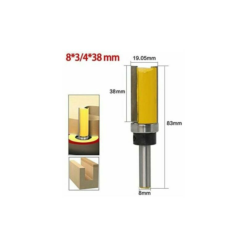 Kopierfräser, 8-mm-schaft-holzfräser Mit 38-mm-blatt Aus Hochwertigem Legiertem Stahl Für Die Manuelle Bearbeitung Von Massivholz/spanplatten/mdf, Gelb (83/438 Mm)