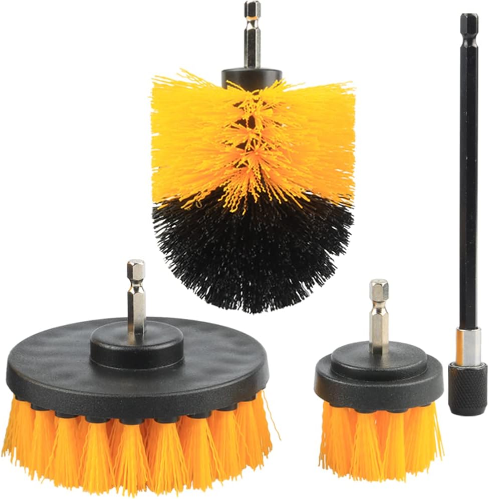 4-teiliges Reinigungsbürsten-set Für Bohrmaschinen, Rotierender Bürstenaufsatz Mit Verlängerungsstange Für Auto, Teppich, Boden, Küche, Bad, Toilette, Schwimmbad