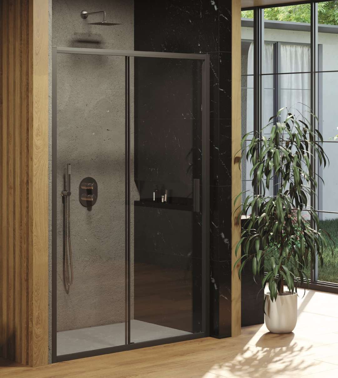 Ravak - Schlanke Duschtür Blsdp2-110, 108-111 Cm, Schwarz/klarglas X0pmd0300z1roz1