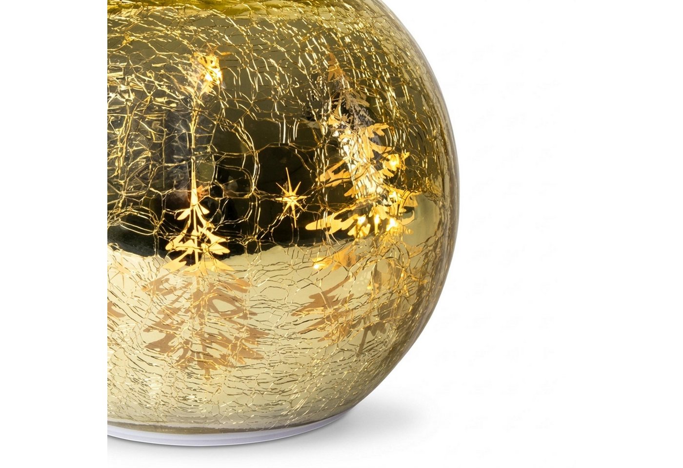 Led Crackle-glas Weihnachtskugel Gold Drehend Mit Timer - 15 Cm - Bruchglas Kugel Warm Wei ß Beleuchtet Batteriebetrieben Bild 3