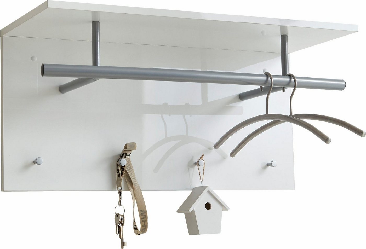 Prolenta Premium Wandgarderobe 72x29,3x34,5 Cm Hochglanz-weiß Bild 2