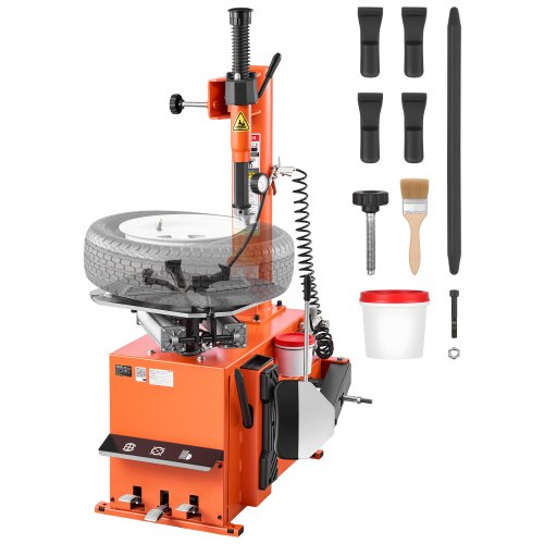 VEVOR Reifenmontiermaschine 1100 W Reifenmontiergerät Elektrisch Orange für Autowerkstätten, 254–457 mm Außenspannbereich, 305–559 mm Innenspannbereich, Max. Felgenbreite 12 Zoll, Pedalbetätigung