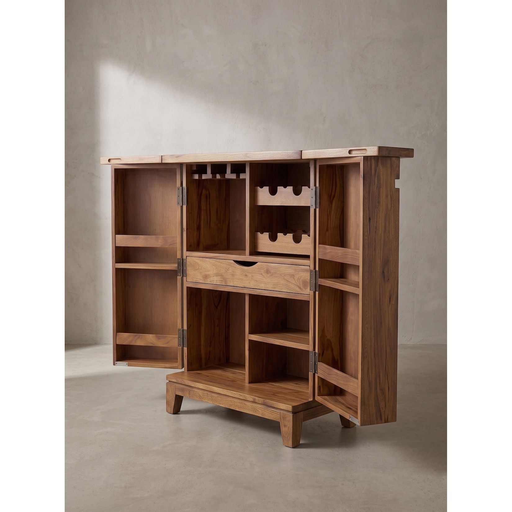 Hausbar Dunkles Massivholz 65x50x90 cm - SIRACUSA Kadima Design
