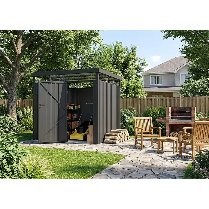 Hoggar Gerätehaus Lumen (Außenmaß inkl. Dachüberstand (B x T): 269 x 231 cm, Anthrazit)