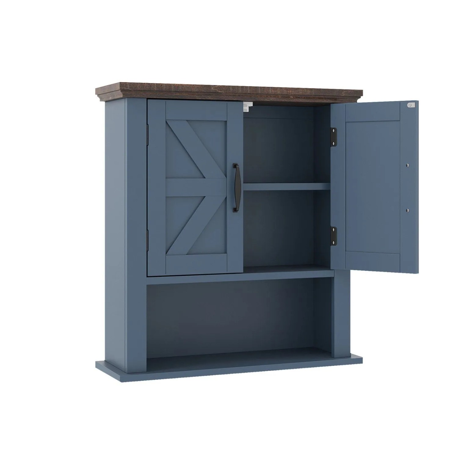 Costway Badezimmerschrank Hängend Hängeschrank mit Verstellbaren Ablagen Blau