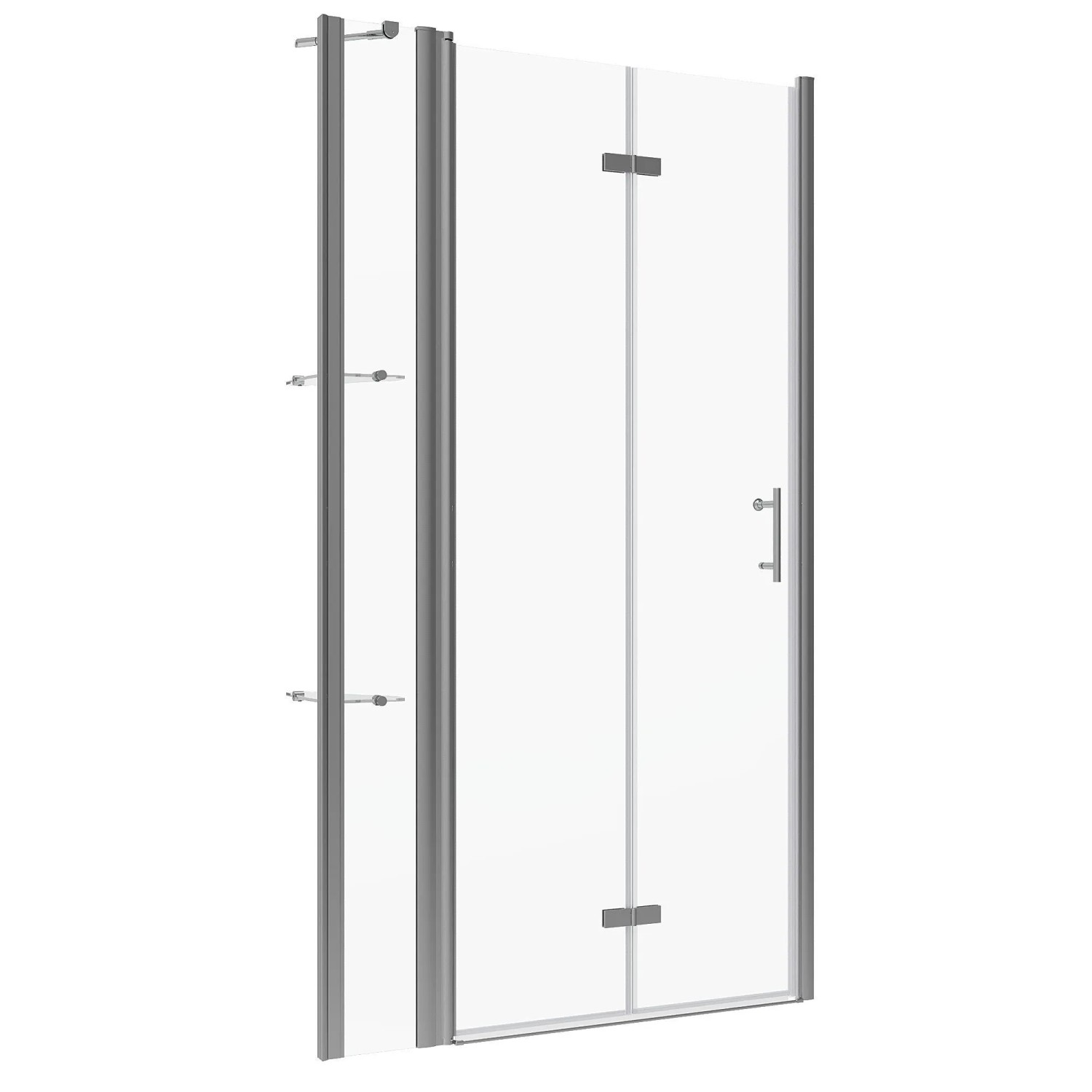 Aquabatos 20mm Wandausgleich Nischentür Duschtür aus 6mm ESG Nanobeschichtung Aluminiumprofil 115 x 197 cm Duschabtrennung