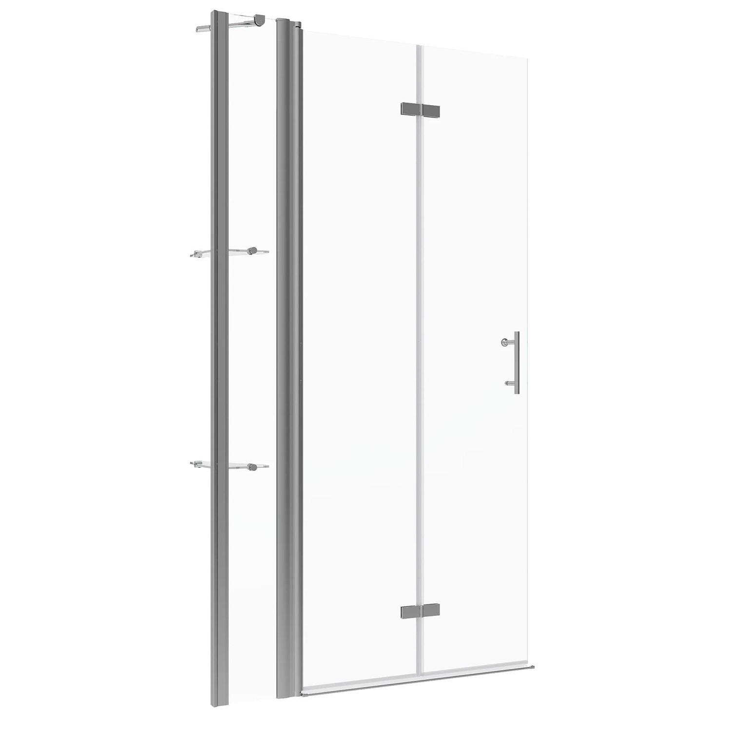 Aquabatos Badezimmer Duschwand Walk-In Faltbar mit Duschablage 105 x 197 cm Rahmenlos 6 mm Einscheibensicherheitsglas mit Nano Beschichtung