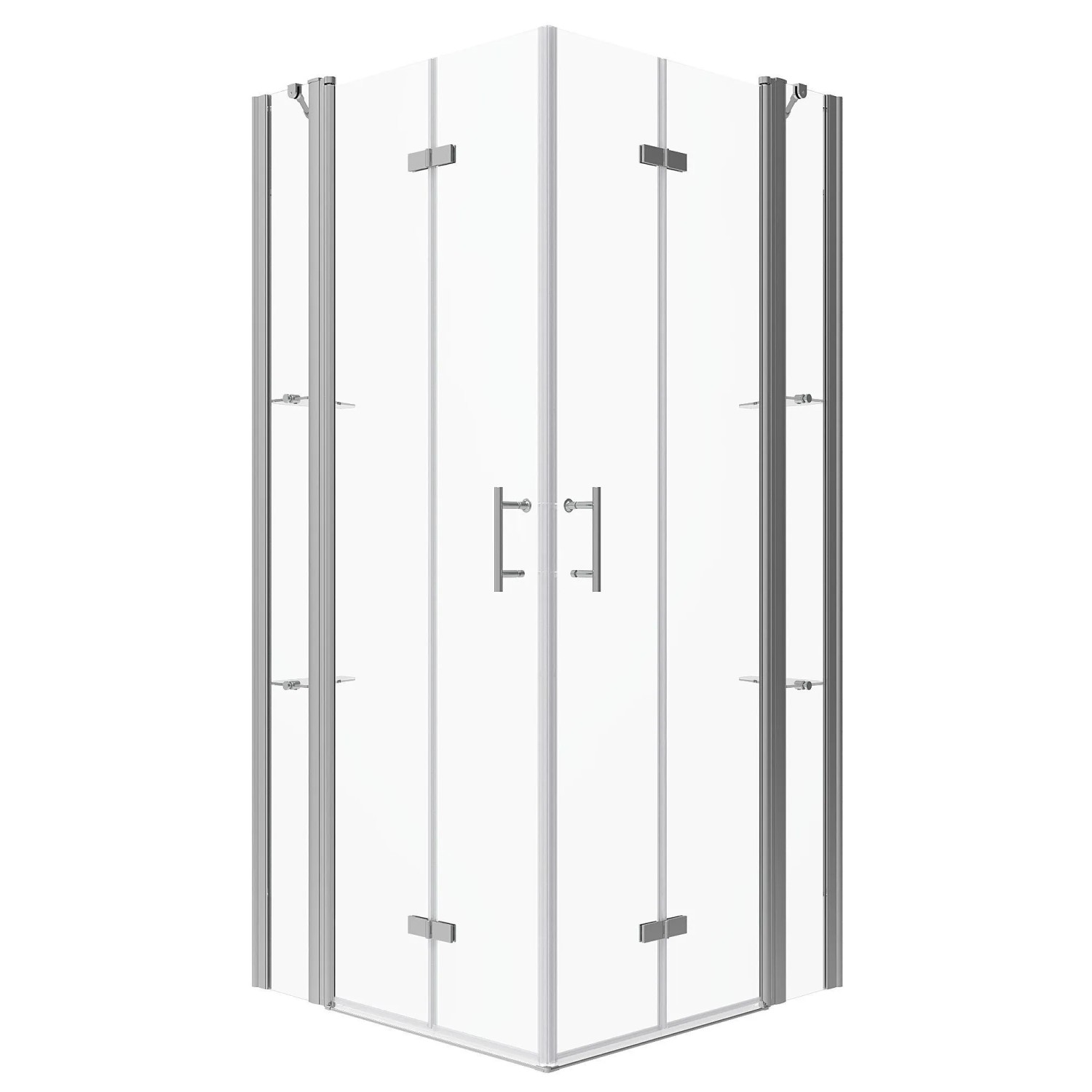 Aquabatos Badezimmer Falttür 6mm ESG Duschabtrennung NANO Duschkabine mit Festteilen und Duschablagen 90 x 105 x 197 cm