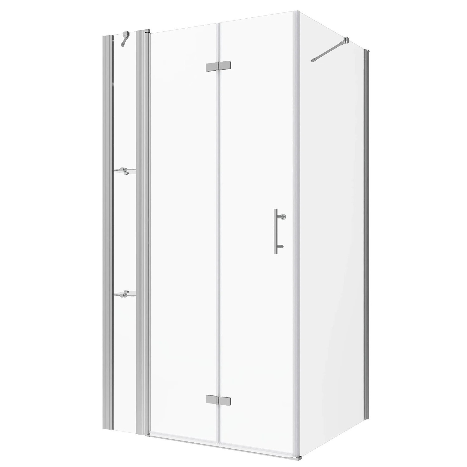 Aquabatos Höhe 197cm Duschkabine Bad Eckdusche Duschabtrennung Eckeinstieg Duschwand Nano Glas Duschtür Falttür 105 x 90 cm mit Duschablage