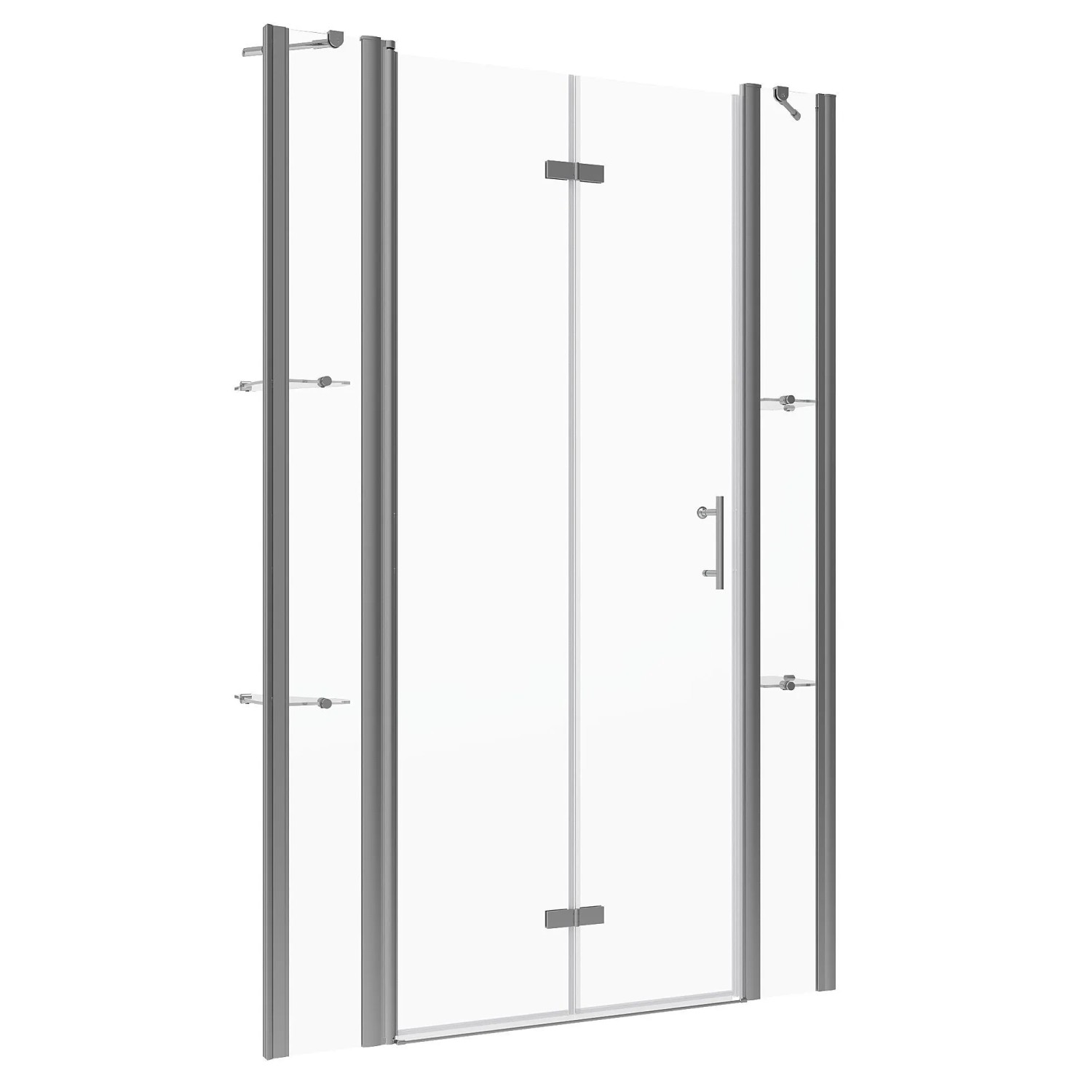 Aquabatos 125 x 197 cm Nischentür Dusche Duschabtrennung 6mm Einscheibensicherheitsglas Duschkabine Falttür mit Nano Beschichtung Rahmenlos