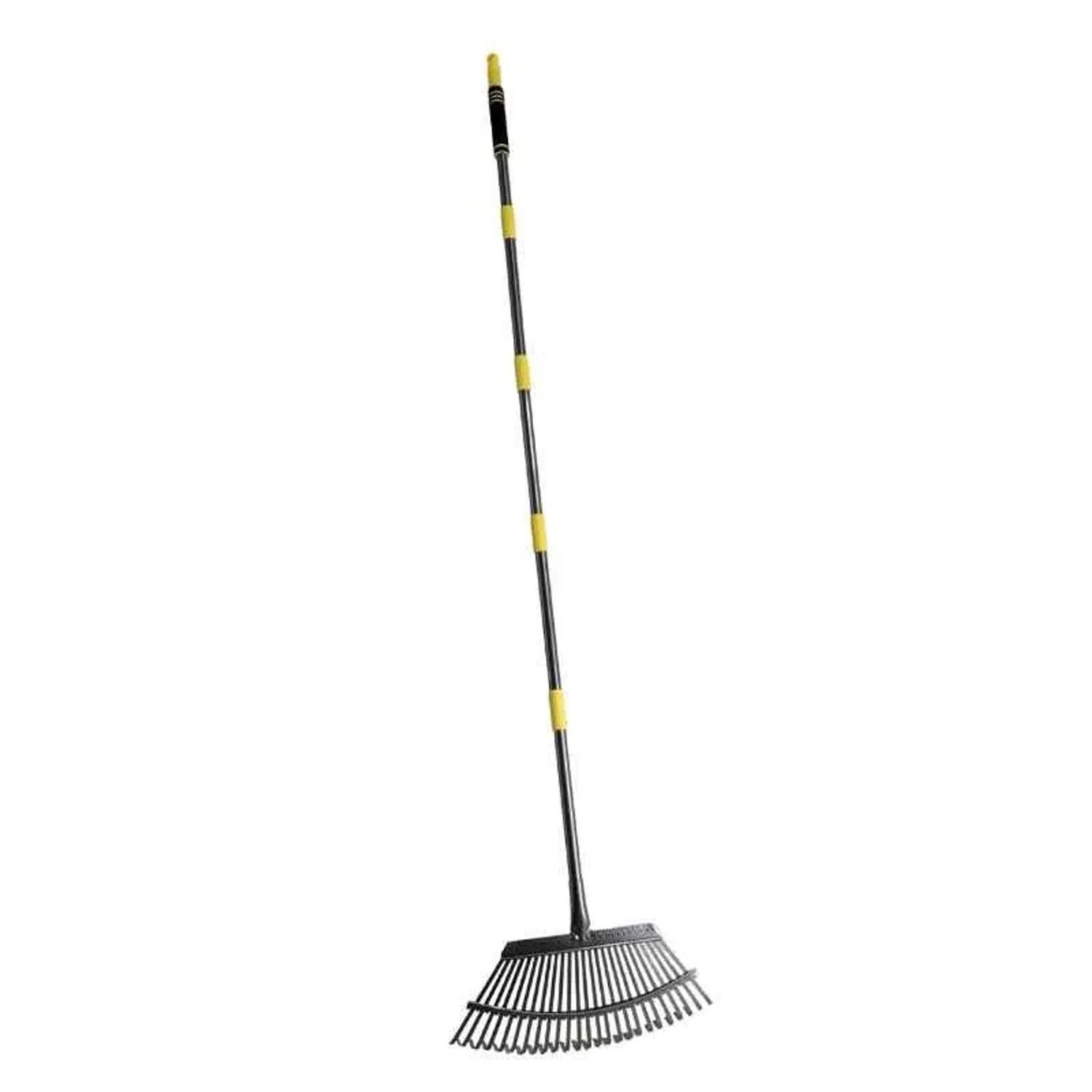 Galaflor Metall Laubrechen mit Stahlstiel 185cm Gartenrechen 25 Zinken Laubbesen Fächerbesen 47cm