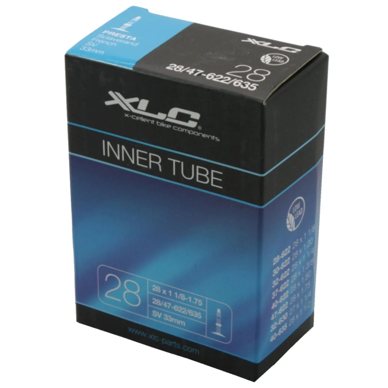 XLC Fahrradschlauch VT-S28 27/28 Zoll x 1.125-1.75 Zoll SV 33 mm