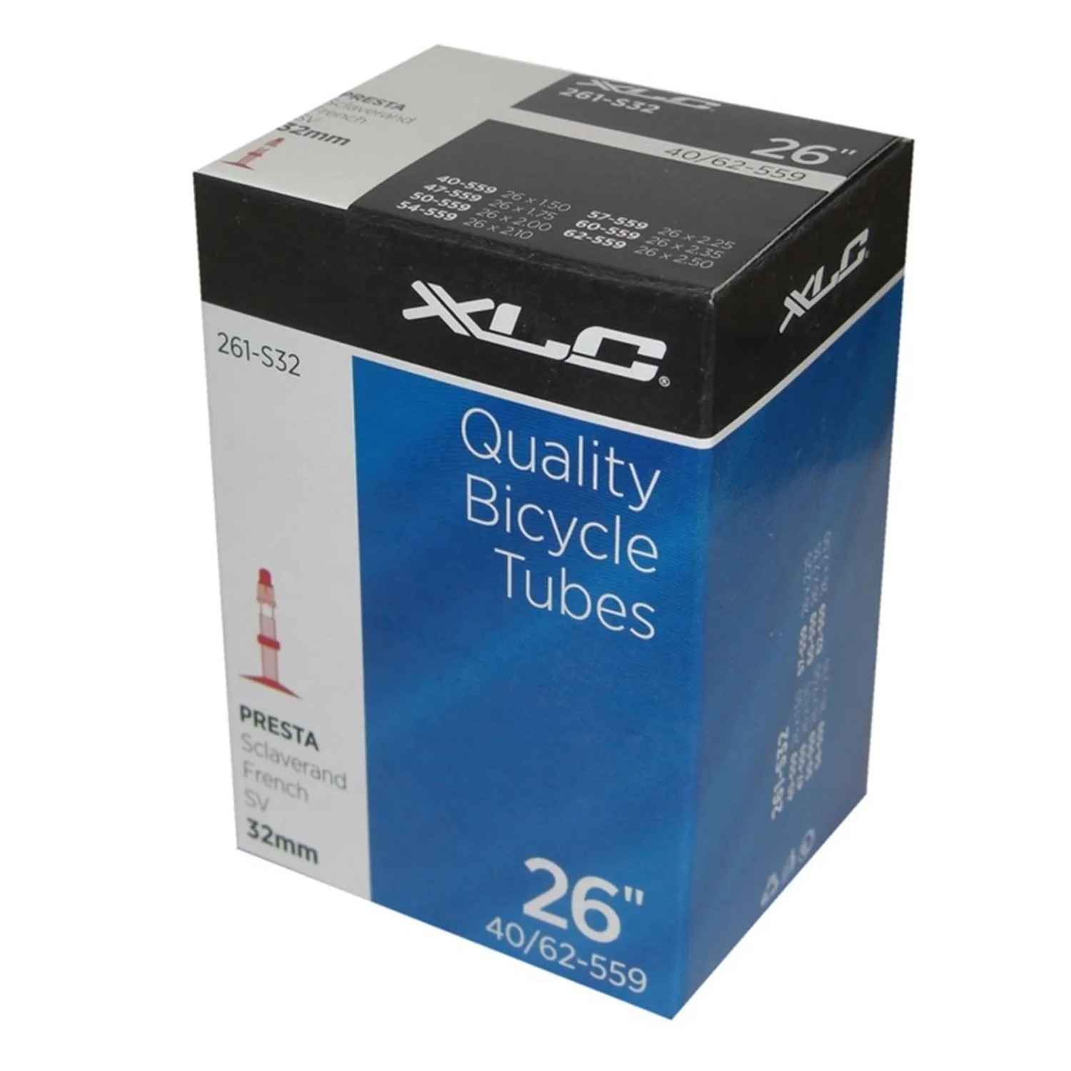 XLC Fahrradschlauch 50er Werkstattbox 26x1.5/2.5 40/62-559 SV 33 mm 50 Stück
