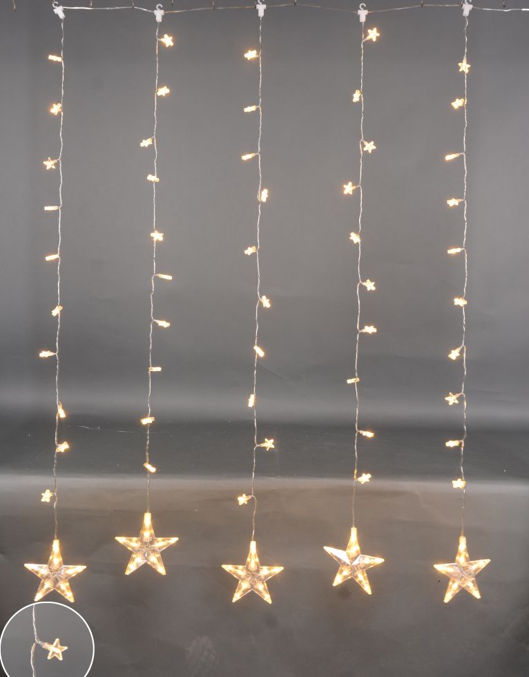 TrendLine LED Lichtervorhang Sterne 2,0 x 1,5 m warmweiß mit Timer