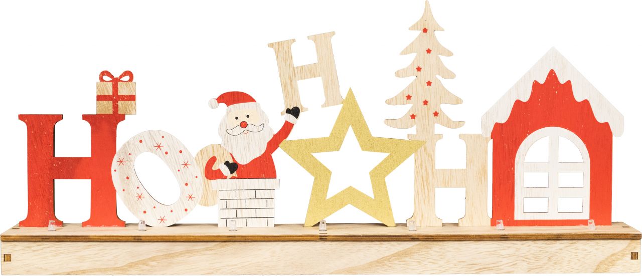 TrendLine LED Holzsilhouette Hohoho 45 x 20 cm warmweiß mit Timer