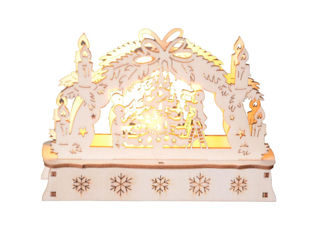 TrendLine LED Holzsilhouette 15 x 10 cm warmweiß mit Timer