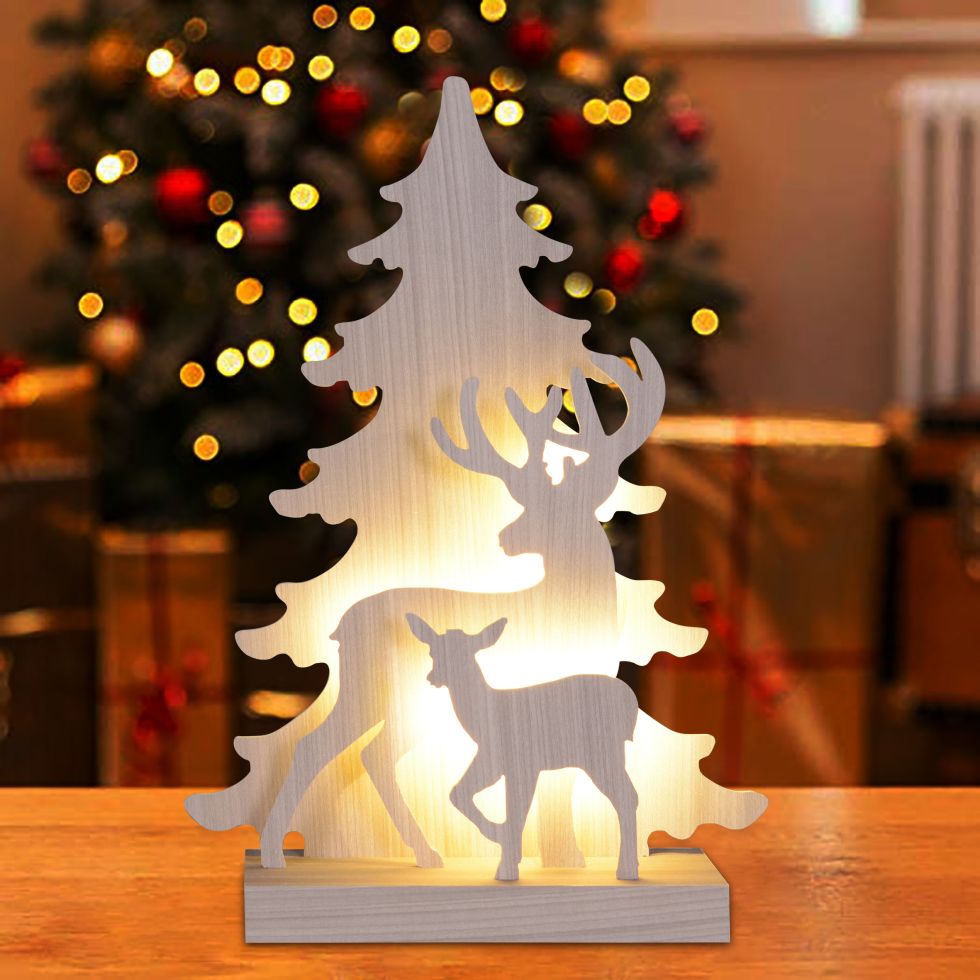 TrendLine LED Holzsilhouette Wald 41 x 29 cm warmweiß mit Timer Bild 2
