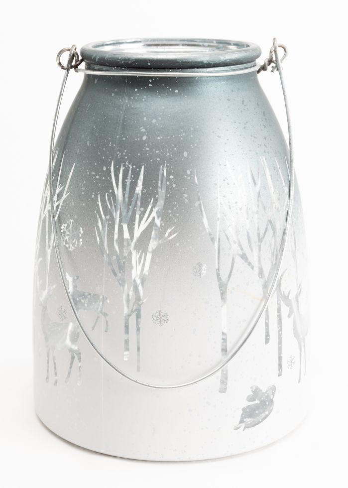 TrendLine Windlicht Glas Winter Ø 14 cm silber-weiß Bild 2
