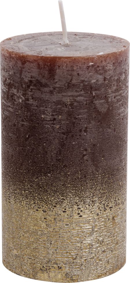 House of Rustic Kerze mocca mit gold Streifen Ø 6,8 x 12 cm