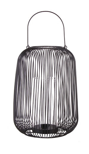 TrendLine Deko Eisen-Glas Windlicht rund Ø31,5 x 22,5 cm schwarz