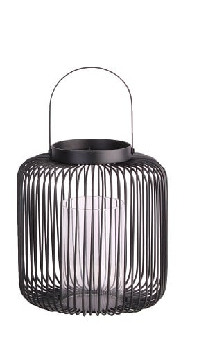 TrendLine Deko Eisen-Glas Windlicht rund Ø 28 x 17 cm schwarz