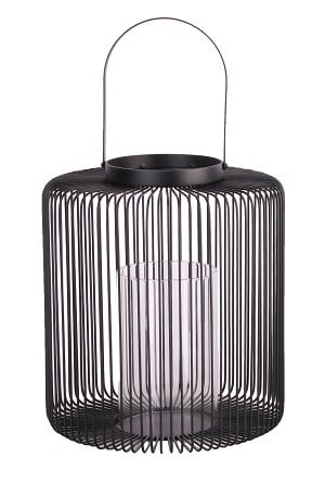 TrendLine Deko Eisen-Glas Windlicht rund Ø 37,5 x 22,5 cm schwarz